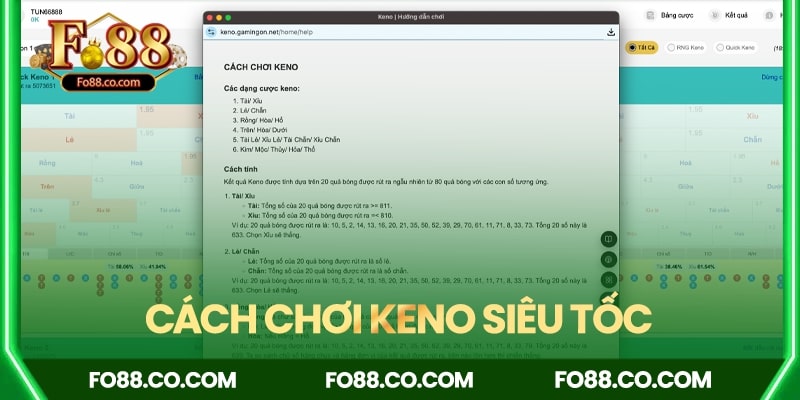 Chi tiết cách chơi Keno siêu tốc