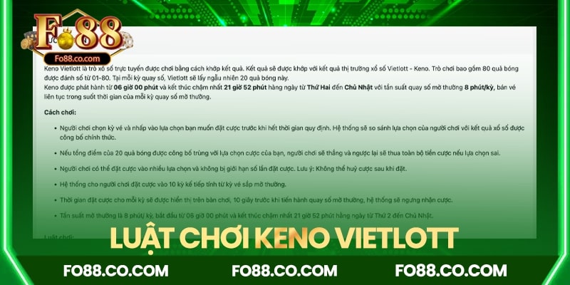 Luật chơi Keno Vietlott rõ ràng, minh bạch