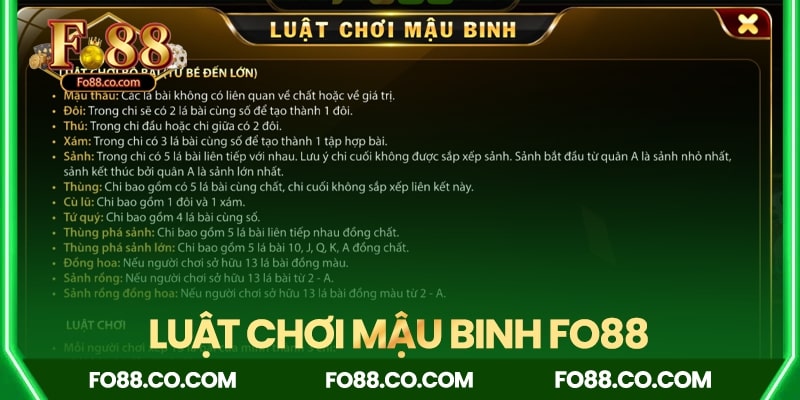 Luật chơi Mậu Binh rõ ràng, dễ chơi dễ tiếp cận